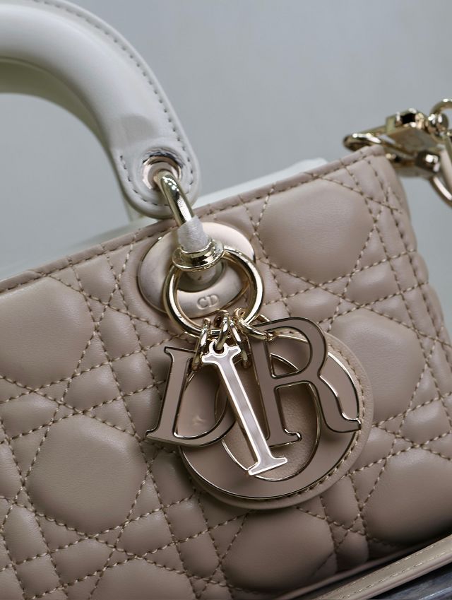 Dior original lambskin medium lady D-joy bag M0540 beige&white
