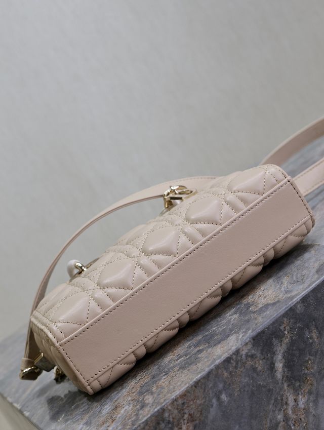Dior original lambskin medium lady D-joy bag M0540 beige&white