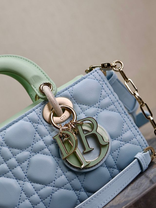 Dior original lambskin medium lady D-joy bag M0540 blue&green