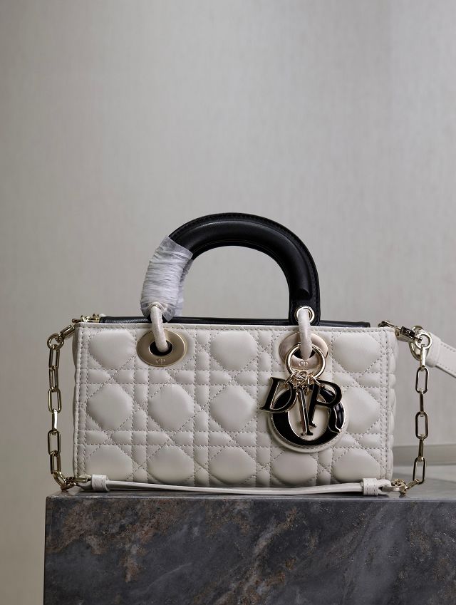 Dior original lambskin medium lady D-joy bag M0540 white&black