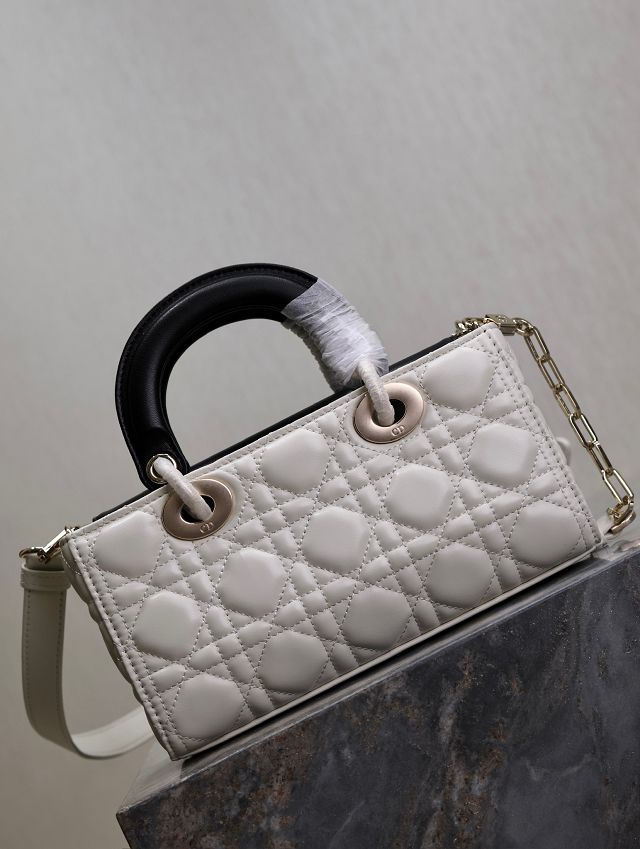 Dior original lambskin medium lady D-joy bag M0540 white&black