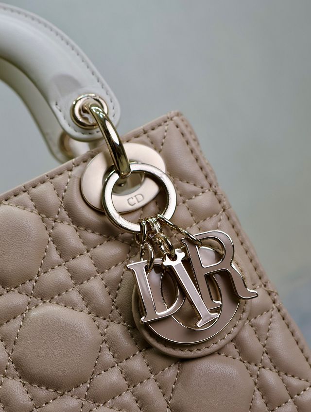 Dior original lambskin mini lady bag M0505 beige&white