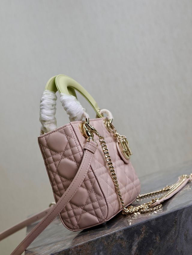 Dior original lambskin mini lady bag M0505 pink&green