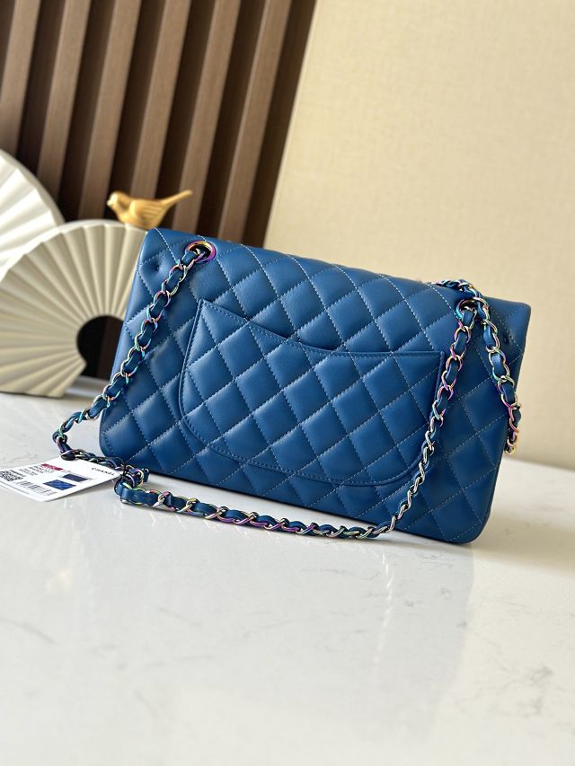 CC original iridescent lambskin medium flap bag A01112 blue