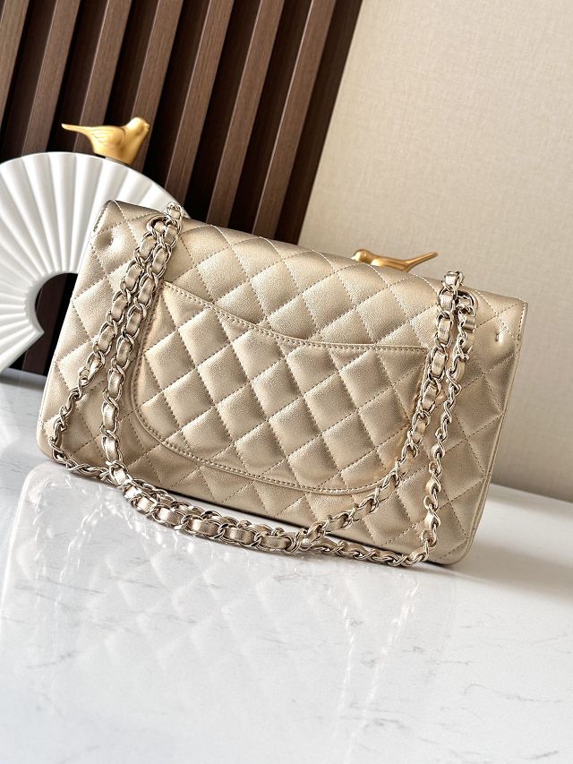 CC original iridescent lambskin medium flap bag A01112 gold