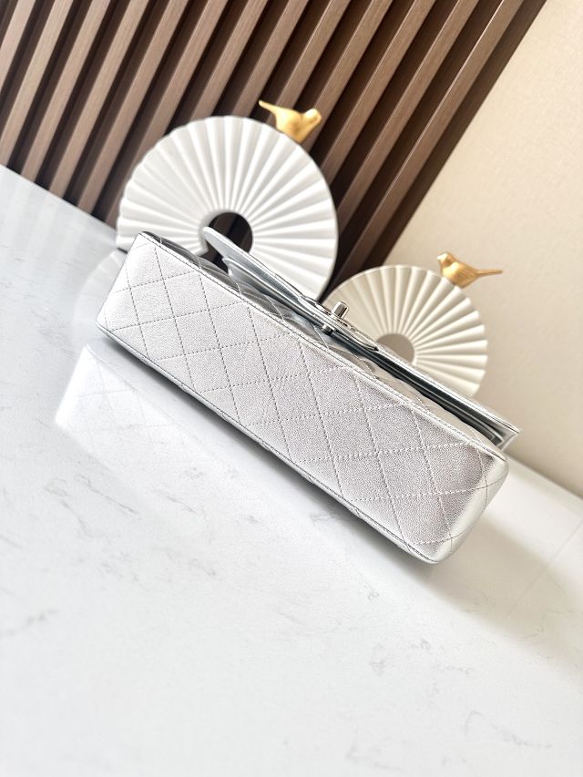 CC original iridescent lambskin medium flap bag A01112 silver