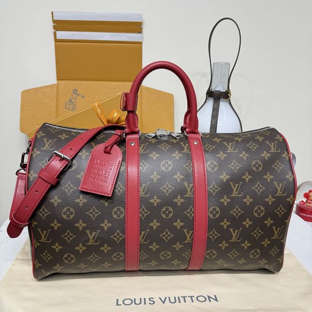 Louis vuitton original monogram canvas keepall 45 M13807 red