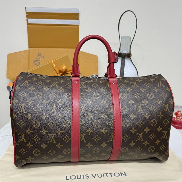 Louis vuitton original monogram canvas keepall 45 M13807 red