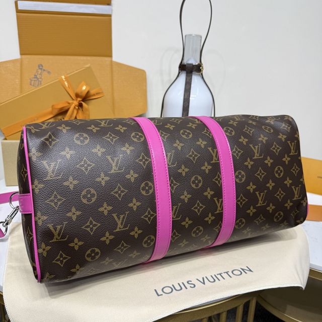 Louis vuitton original monogram canvas keepall 45 M13807 rose red