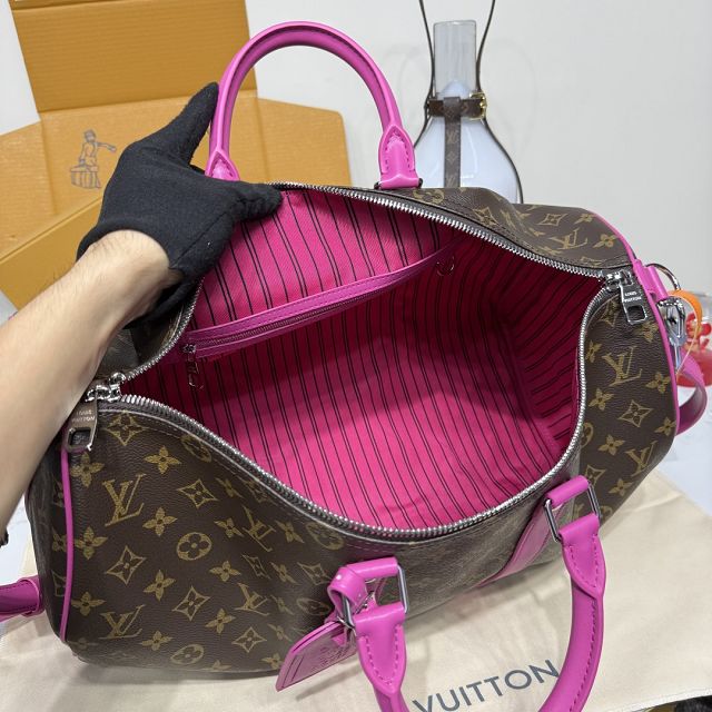 Louis vuitton original monogram canvas keepall 45 M13807 rose red