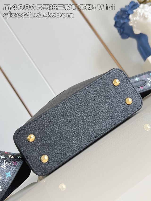 Louis vuitton original calfskin capucines mini handbag M25903 black