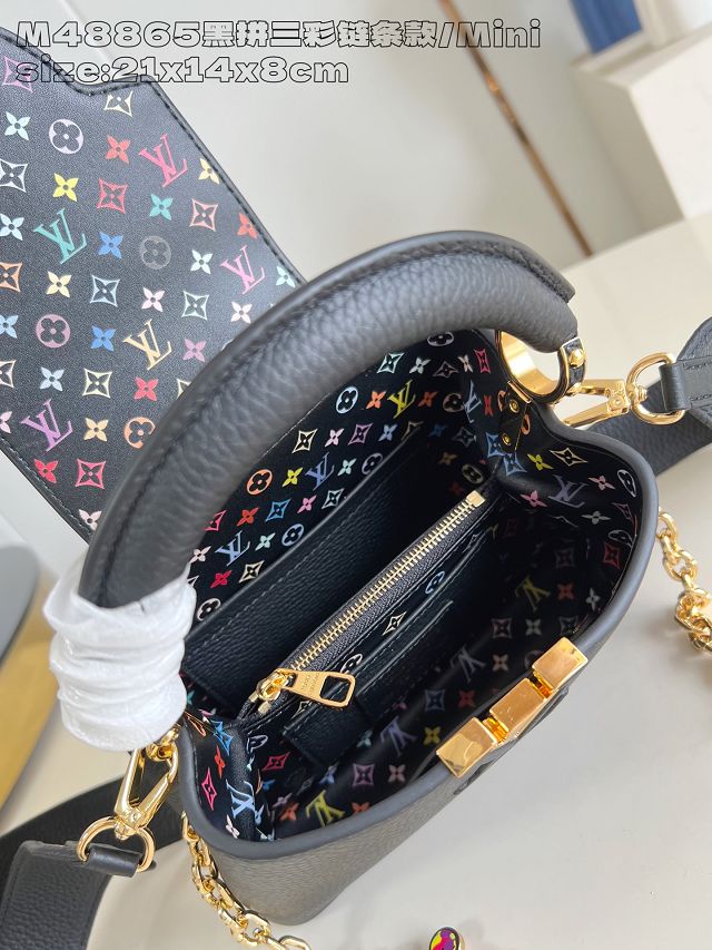 Louis vuitton original calfskin capucines mini handbag M25903 black