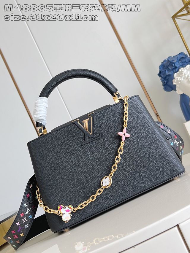 Louis vuitton original calfskin capucines mm handbag M25386 black