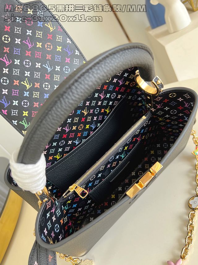 Louis vuitton original calfskin capucines mm handbag M25386 black