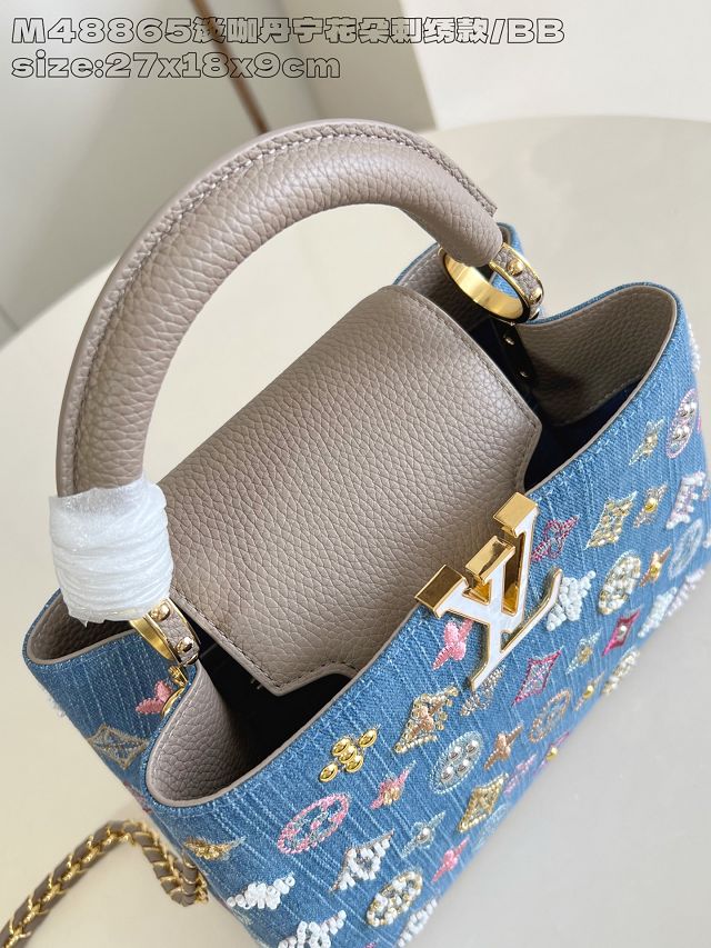 Louis vuitton original denim capucines BB handbag M25471 grey
