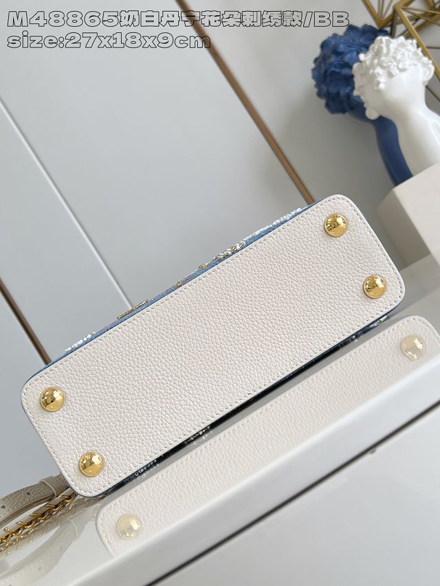 Louis vuitton original denim capucines BB handbag M25471 white