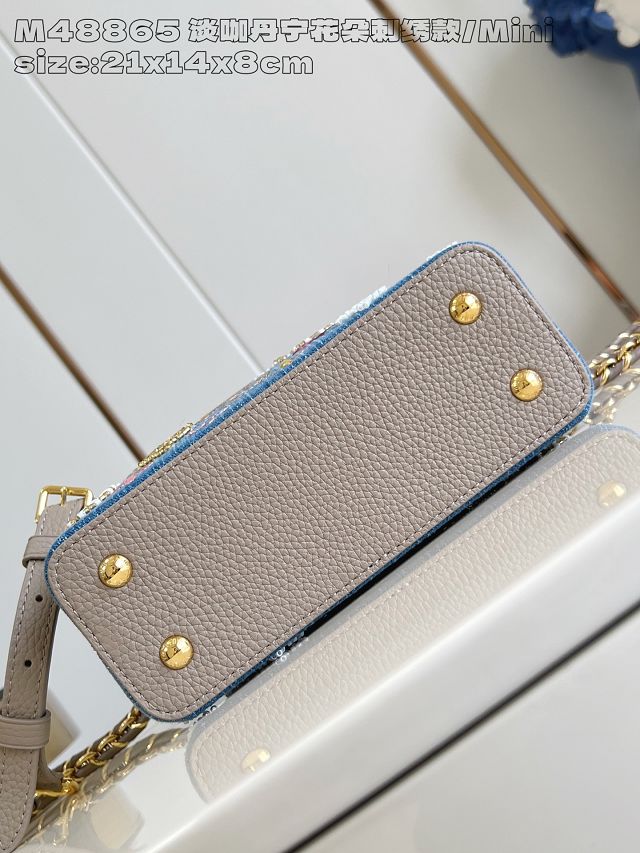 Louis vuitton original denim capucines mini handbag M12947 grey