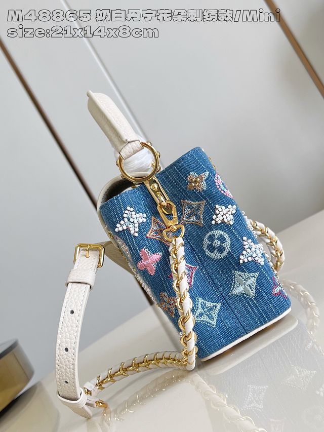 Louis vuitton original denim capucines mini handbag M12947 white