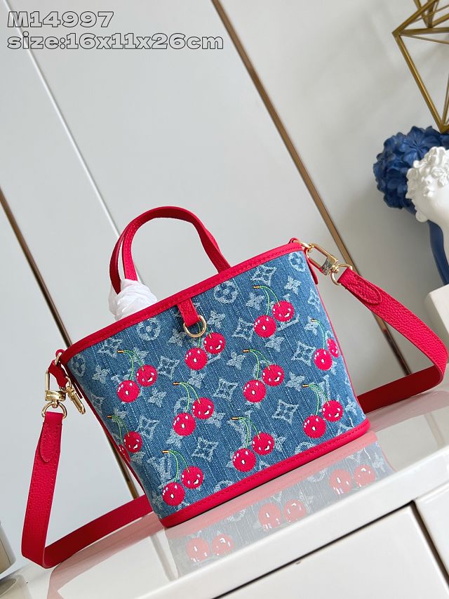 Louis vuitton original denim neverfull inside out BB M14997 red