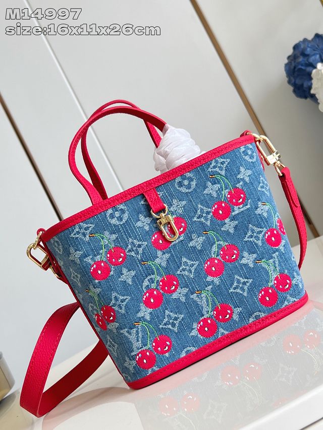Louis vuitton original denim neverfull inside out BB M14997 red