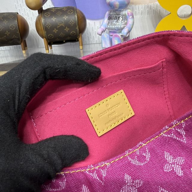 Louis vuitton original denim shoulder bag M95216 rose red