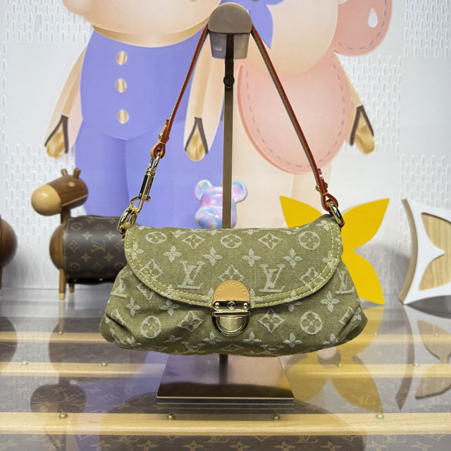 Louis vuitton original denim shoulder bag M95217 green