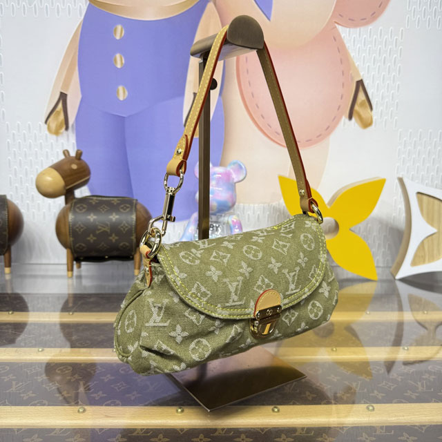 Louis vuitton original denim shoulder bag M95217 green