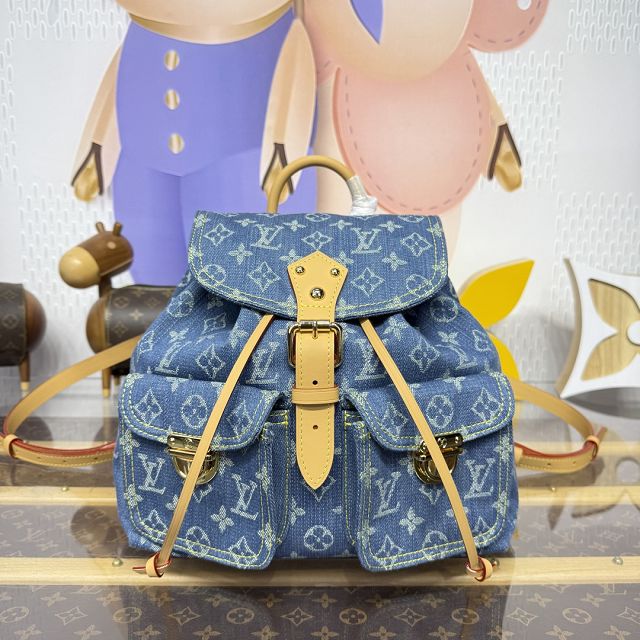 Louis vuitton original monogram denim backpack M44460 blue
