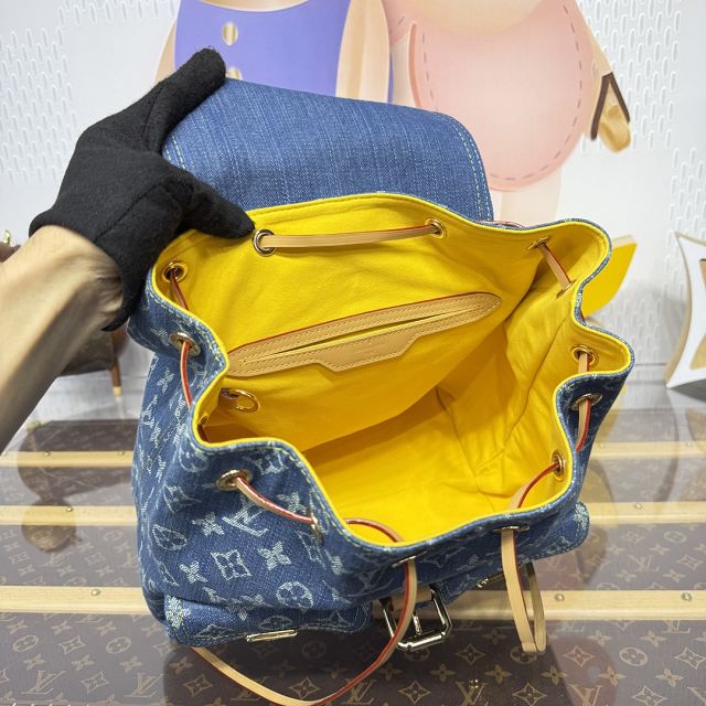 Louis vuitton original monogram denim backpack M44460 blue
