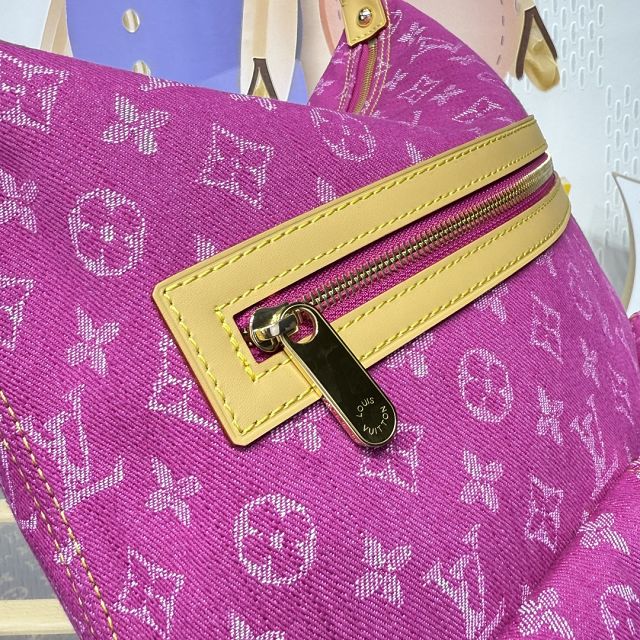 Louis vuitton original monogram denim hobo bag M95210 rose red