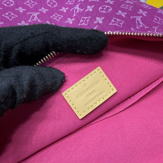 Louis vuitton original monogram denim hobo bag M95210 rose red