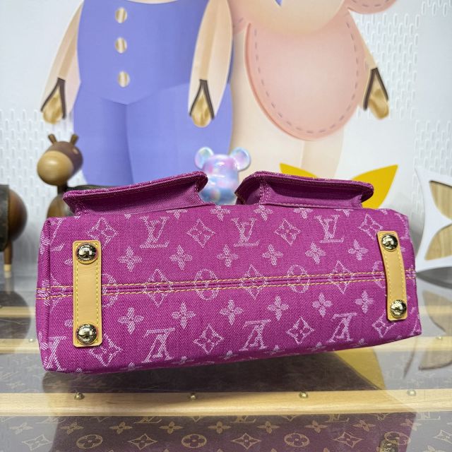 Louis vuitton original monogram denim hobo bag M95212 rose red