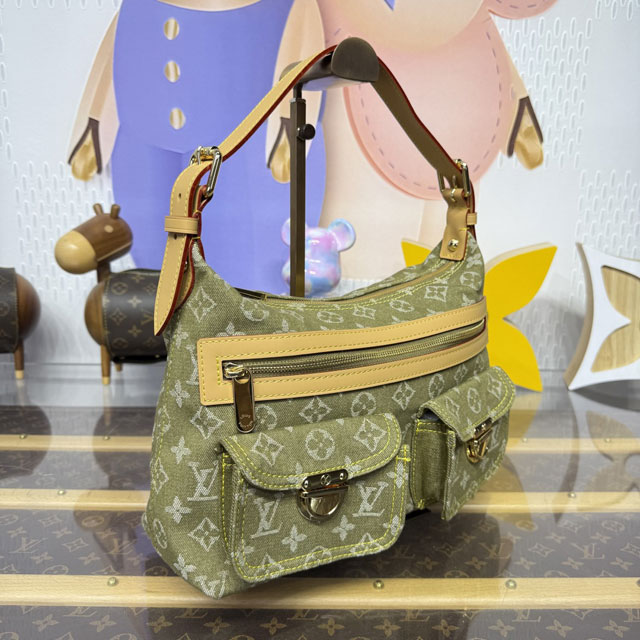 Louis vuitton original monogram denim hobo bag M95213 green