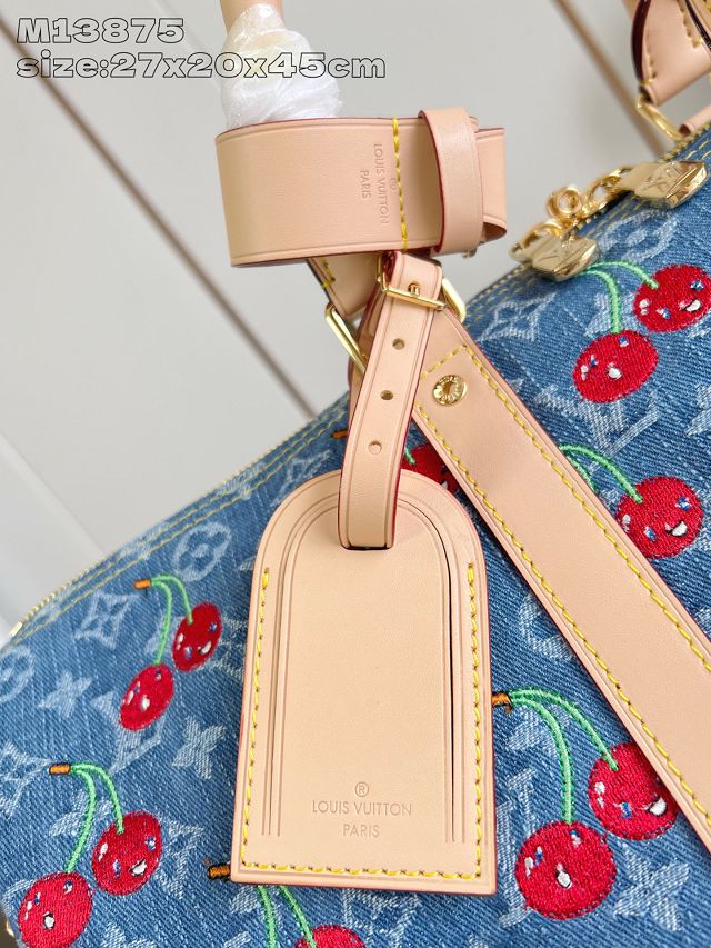 Louis vuitton original monogram denim keepall 45 M13875 blue