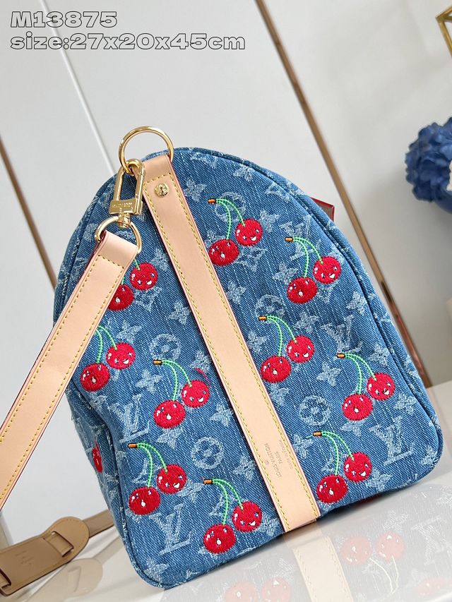 Louis vuitton original monogram denim keepall 45 M13875 blue