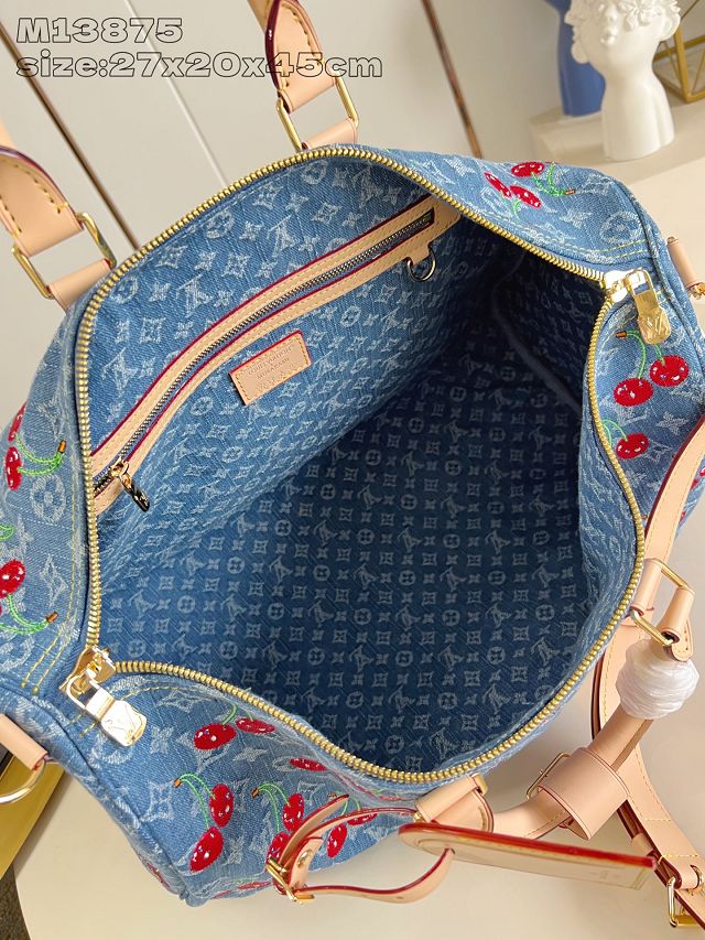 Louis vuitton original monogram denim keepall 45 M13875 blue