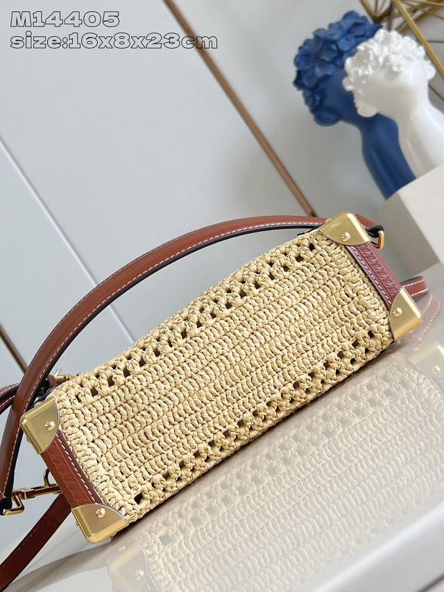 Louis vuitton original raffia side trunk m14405 apricot