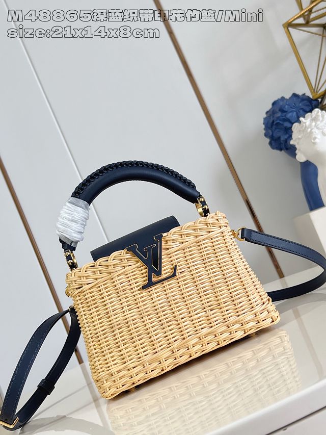 Louis vuitton original rattan capucines mini M24976 navy blue