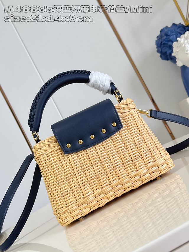 Louis vuitton original rattan capucines mini M24976 navy blue