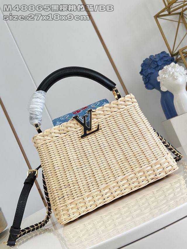 Louis vuitton original rattan&denim capucines BB M14296 black