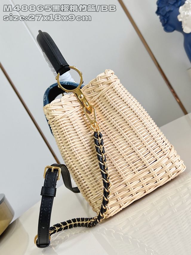 Louis vuitton original rattan&denim capucines BB M14296 black