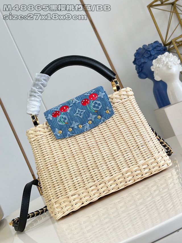 Louis vuitton original rattan&denim capucines BB M14296 black