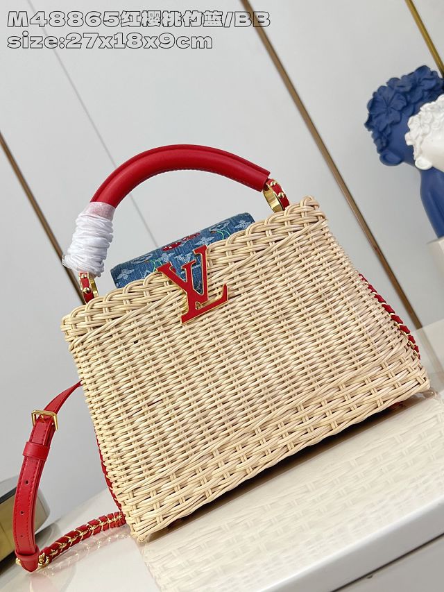 Louis vuitton original rattan&denim capucines BB M14296 red