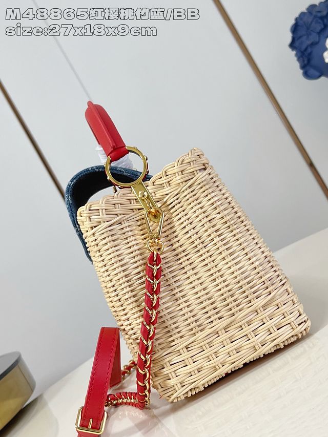 Louis vuitton original rattan&denim capucines BB M14296 red