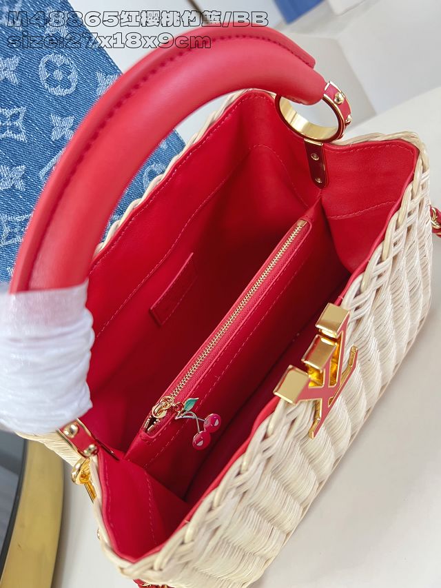 Louis vuitton original rattan&denim capucines BB M14296 red