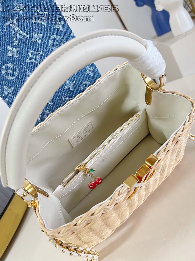 Louis vuitton original rattan&denim capucines BB M14296 white