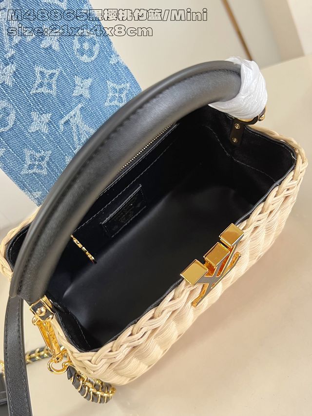 Louis vuitton original rattan&denim capucines mini M14295 black