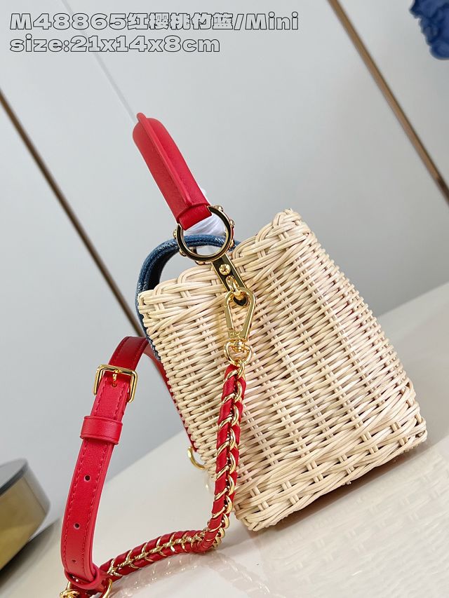 Louis vuitton original rattan&denim capucines mini M14295 red