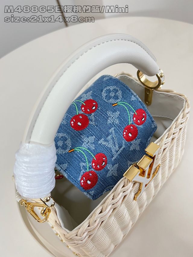 Louis vuitton original rattan&denim capucines mini M14295 white