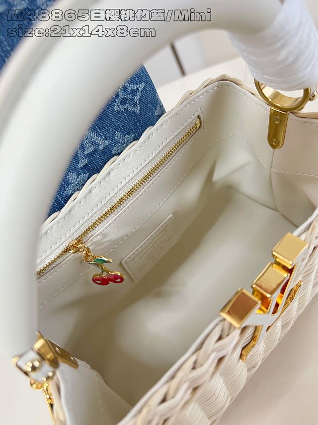 Louis vuitton original rattan&denim capucines mini M14295 white